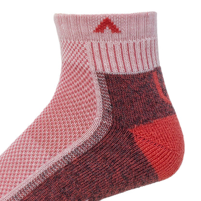 Cool-Lite Hiker Quarter Midweight Sock - Sugar Coral heel and cuff perspective - made in The USA Wigwam Socks